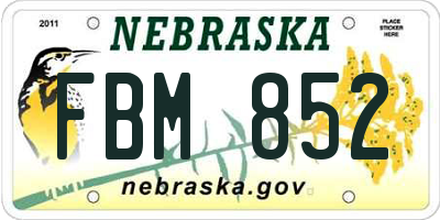 NE license plate FBM852