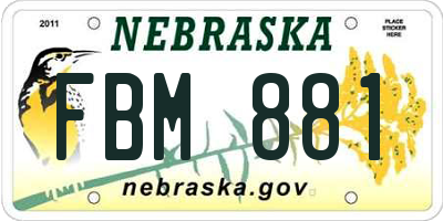 NE license plate FBM881