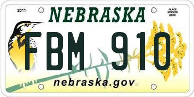 NE license plate FBM910