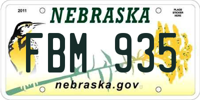 NE license plate FBM935