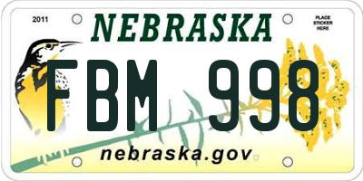 NE license plate FBM998