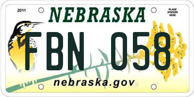 NE license plate FBN058