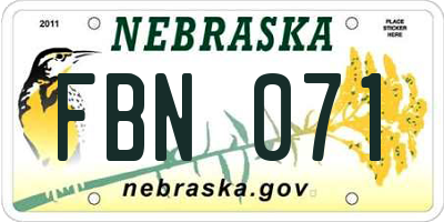 NE license plate FBN071