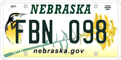 NE license plate FBN098