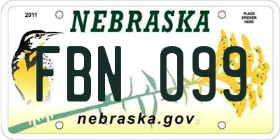NE license plate FBN099