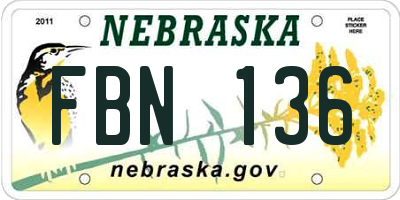 NE license plate FBN136