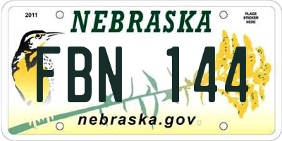 NE license plate FBN144