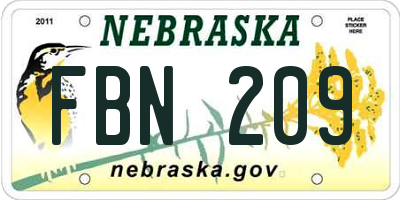 NE license plate FBN209