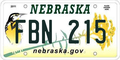 NE license plate FBN215