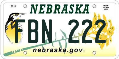 NE license plate FBN222
