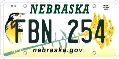 NE license plate FBN254