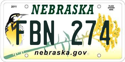 NE license plate FBN274
