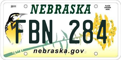 NE license plate FBN284