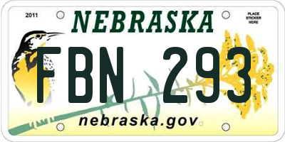 NE license plate FBN293
