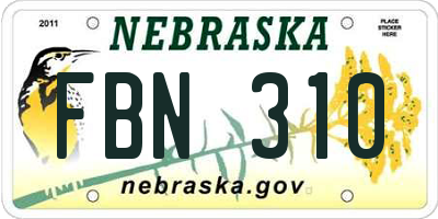 NE license plate FBN310