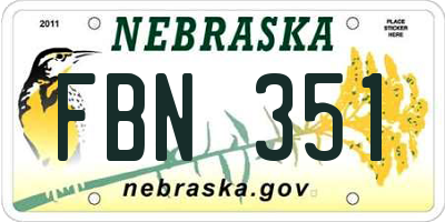 NE license plate FBN351