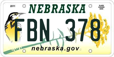 NE license plate FBN378