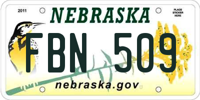 NE license plate FBN509