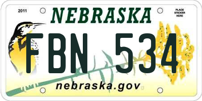 NE license plate FBN534