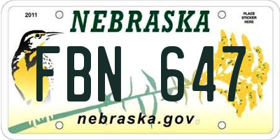 NE license plate FBN647