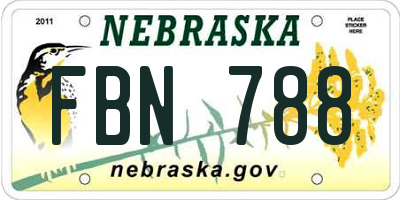 NE license plate FBN788