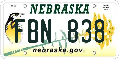 NE license plate FBN838