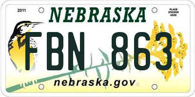 NE license plate FBN863