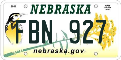 NE license plate FBN927