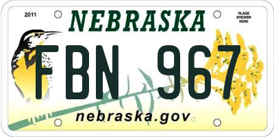 NE license plate FBN967