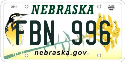NE license plate FBN996