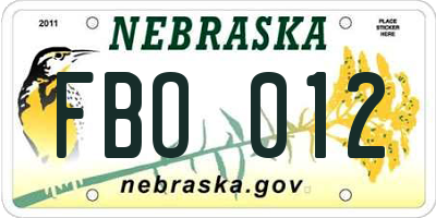 NE license plate FBO012
