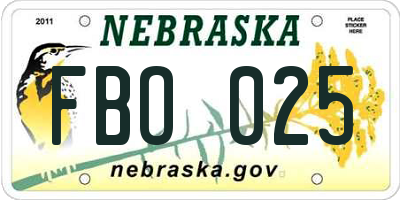 NE license plate FBO025