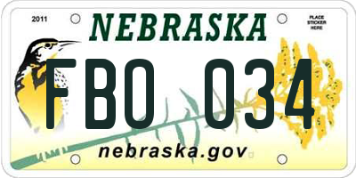 NE license plate FBO034