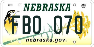 NE license plate FBO070