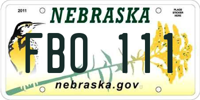 NE license plate FBO111