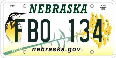 NE license plate FBO134