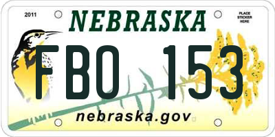 NE license plate FBO153