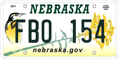 NE license plate FBO154