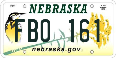 NE license plate FBO161