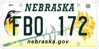 NE license plate FBO172