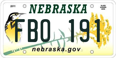 NE license plate FBO191
