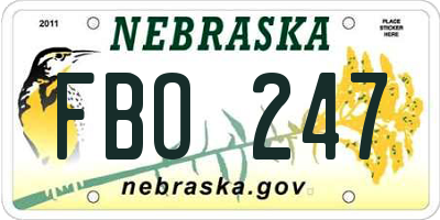 NE license plate FBO247