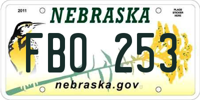 NE license plate FBO253