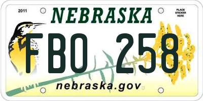 NE license plate FBO258