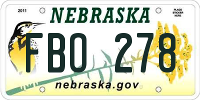 NE license plate FBO278