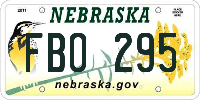 NE license plate FBO295