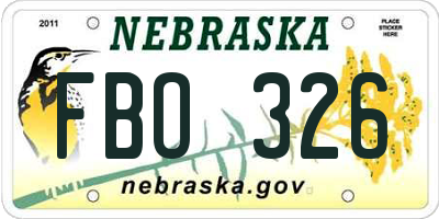 NE license plate FBO326