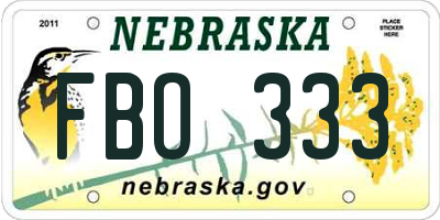 NE license plate FBO333