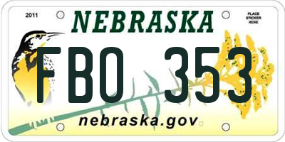 NE license plate FBO353