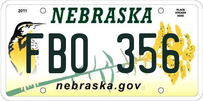 NE license plate FBO356